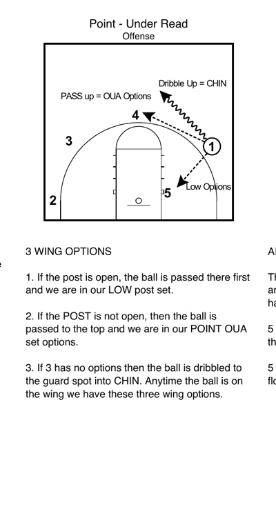 Wing options from the Point Under — dribble up to CHIN entry if no read is available